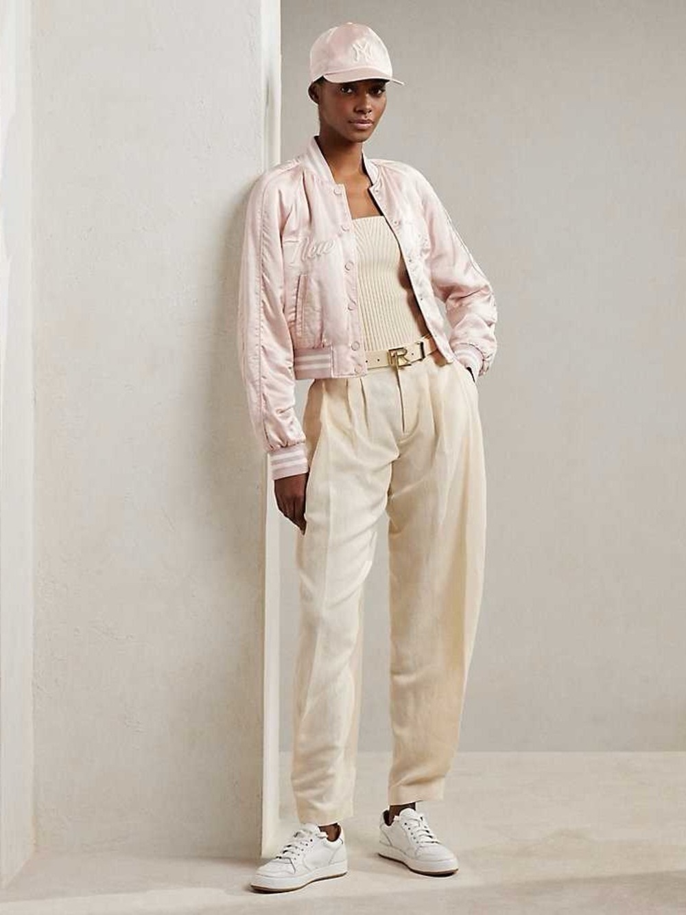 Ralph Lauren Avrill Pleated Mini-Basket-Weave  Pants cream size 8, Purple Label